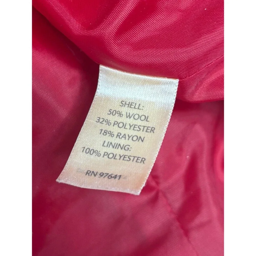 J. Jill Vibrant Red Wool Pea Coat Button front jacket size small classic winter